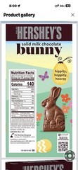 Hershey’s Solid Milk Chocolate Bunny 5 oz Box, Milk Chocolate Easter Candy