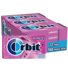 Bubblemint Chewing Gum Sugar Free, 12 Packs of 14-Pieces (168 Total Pieces) Gum