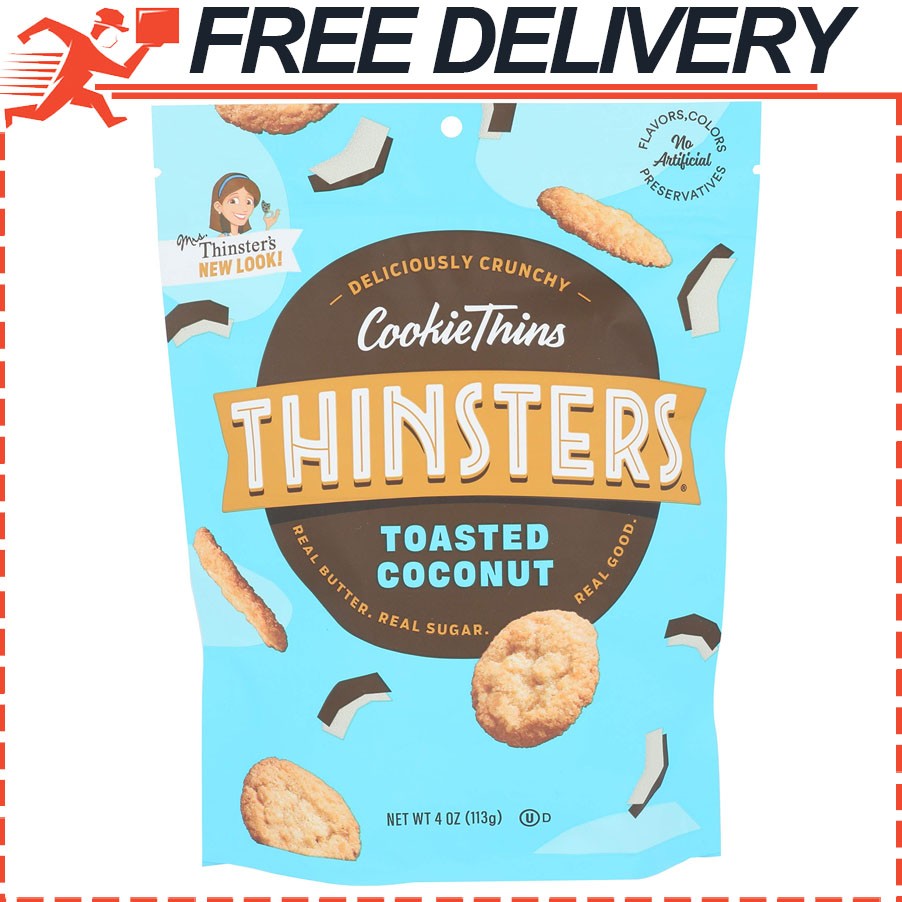 Thinsters Cookies, Toasted Coconut Cookie Thins, Non-GMO Real Ingredients, 4 oz