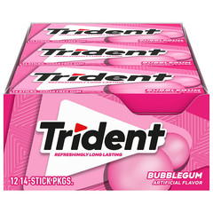 Trident Bubblegum Sugar-Free Chewing Gum, 12 Packs of 14 Pieces (168 Total Piece