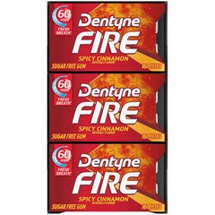 Dentyne Fire Spicy Cinnamon Sugar Free Gum 9 Packs 144 Pieces Total
