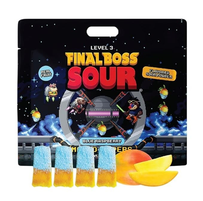 Final Boss Sour Candy, Blue Raspberry, Level 3, Super Sour Powder Tiktok Viral