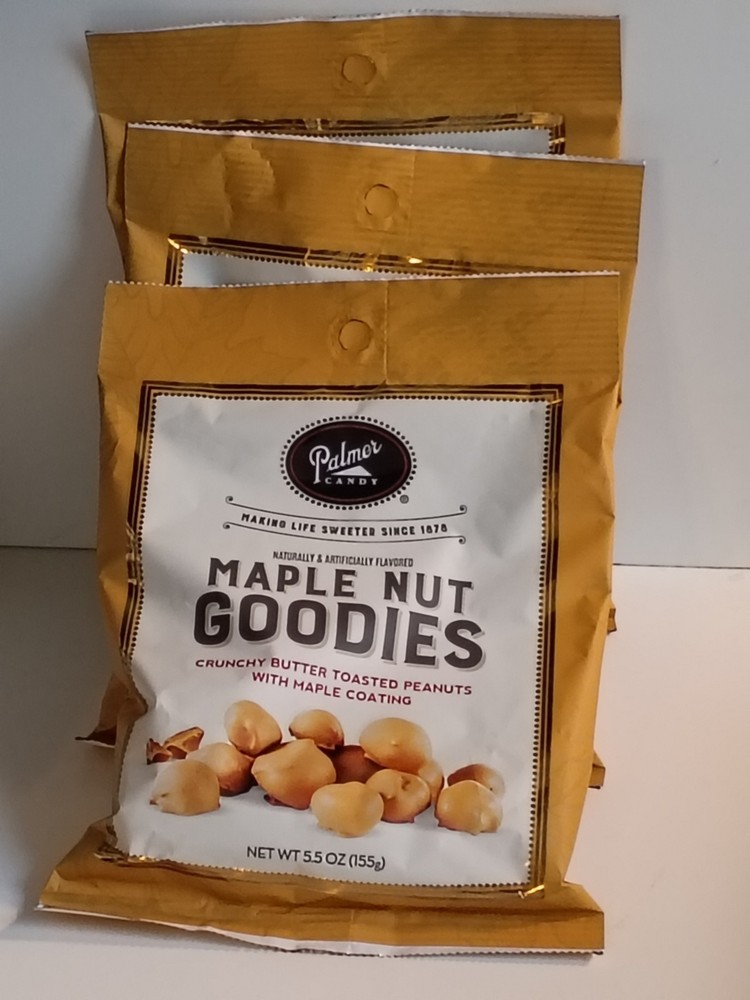 3 Palmer Candy MAPLE NUT GOODIES Crunchy Butter Toasted Peanuts MAPLE COATING