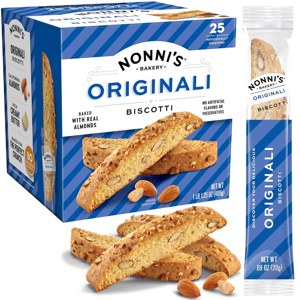 Originali Classic Almond Biscotti Cookies – Individually Wrapped Italian Coffee