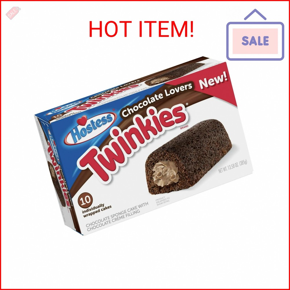 Hostess Chocolate Cake Twinkies, 10-Count Individually Wrapped Chocolate Sponge