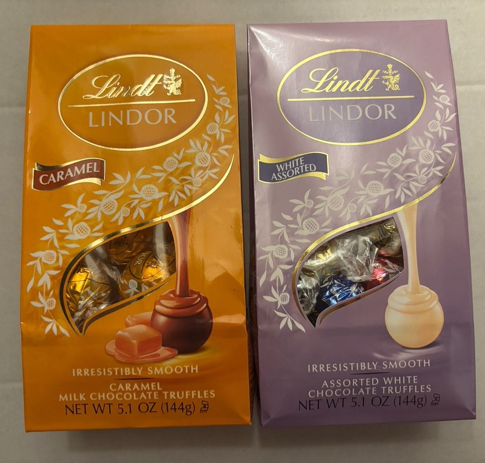 Lindor Chocolate 2 Bags Caramel and White Assorted 5.1oz Each Bag