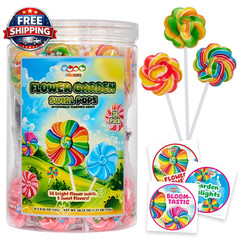 Flower Lollipops 36 Pack – Colorful Swirl Suckers for Parties & Goody Bags