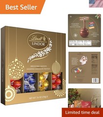 Gourmet LINDOR Truffles Gift Box: Assorted Milk, Dark, White Chocolates, 7.6 oz.