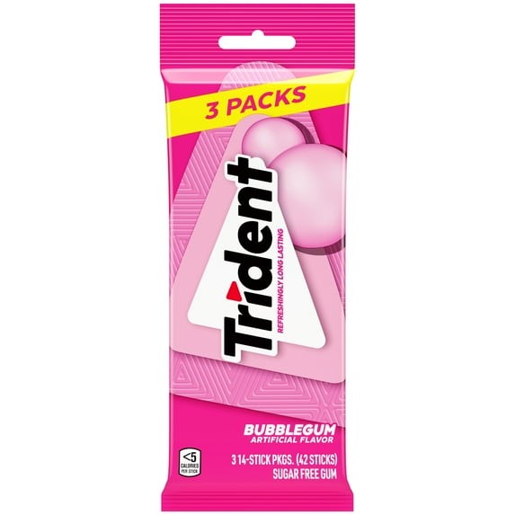 Trident Chewing Gum Bubblegum, 14.0 ea, 3 ct
