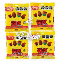 Vero Everyday Candy 4 Pack Mexican Sweet Spicy Assorted Snack Dulces Paletas