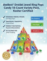 Dreidel Jewel Ring Pops Candy Kosher Certified Variety Pack Party Favors 18 Ct