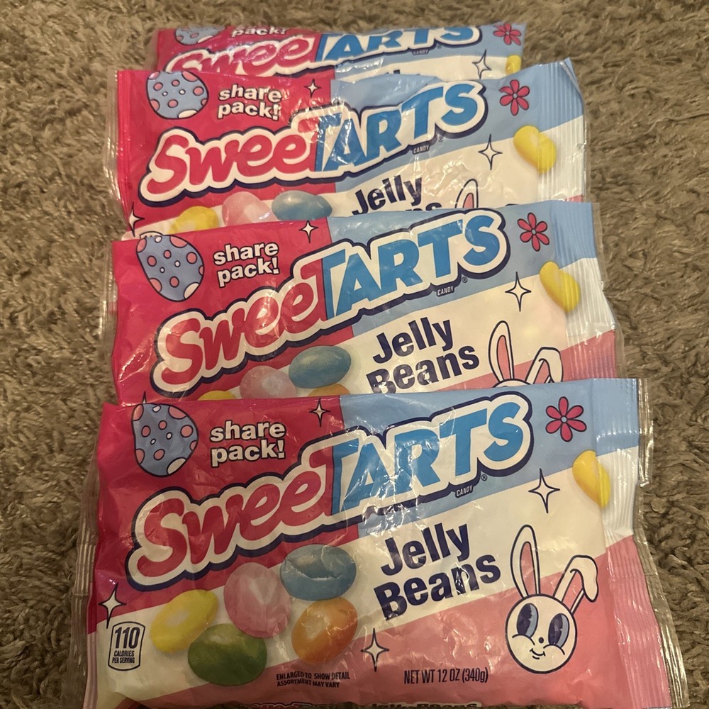 4 Bags Of SweeTarts 12 oz JELLY BEANS Chewy Assorted Fruit Candies Sweet Tarts