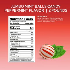 Jumbo Mint Balls, Peppermint Candy Individually 32 Ounce (Pack of 1), clear