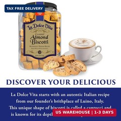 Classic Almond Italian Biscotti Cookies, Gourmet Coffee & Tea Dipping Snack, …