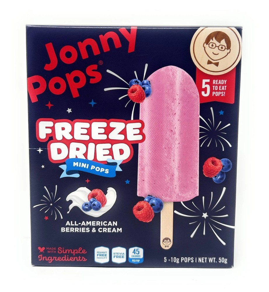 Jonny Pops Mini Popsicles Freeze Dried Berries & Cream 10g 5ct (Best By 3/27)