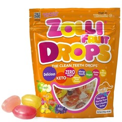 Zolli Fruit Drops Clean Teeth Candy Sugar-Free with Xylitol, Dye-Free, Keto &…