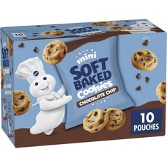 Pillsbury Mini Soft Baked Cookies, Chocolate Chip, Snack 10 count (Pack of 1)