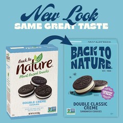Back to Nature Double Creme Sandwich Cookies, Plant-Based, Non-Gmo, Plant-Based,