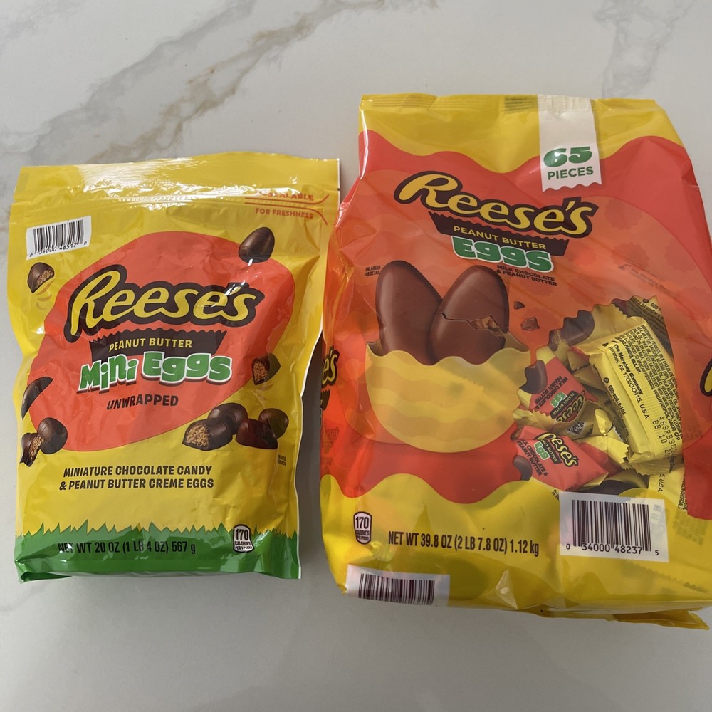 2 Different Reese’s Milk Chocolate Peanut Butter Easter Eggs Candy