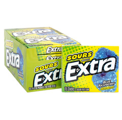 Extra (Sour Blue Raspberry) Bubble Gum Sugarfree, perfect Fresh Breath 10 Pack