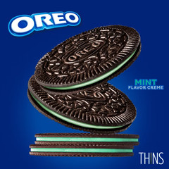 OREO Thins Mint Creme Chocolate Sandwich Cookies, Family Size, 11.78 oz