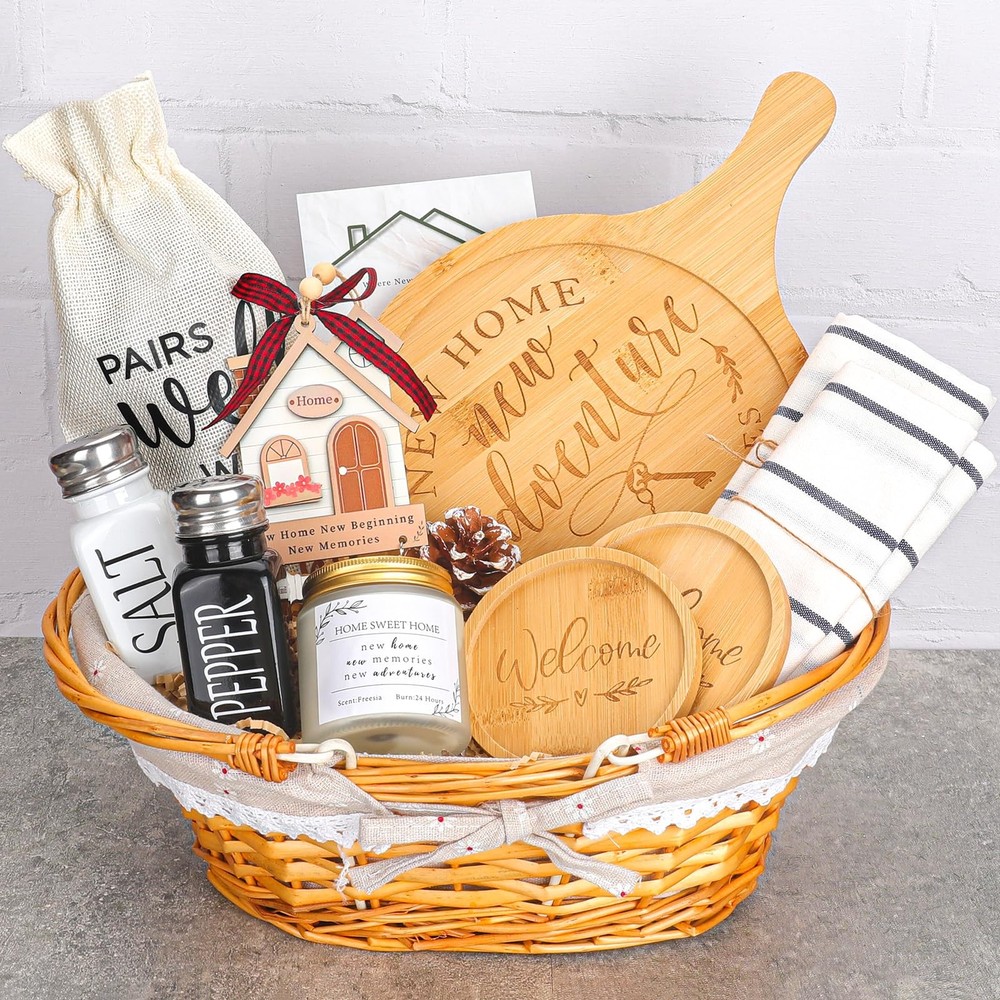 12 PCS House Warming Gift New Home Basket Couple Client Closing Home Buyer
