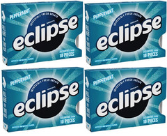 4x Packs Eclipse Peppermint Sugar Free Chewing Gum – 18 Pieces Per Pack
