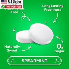PUR Mints Aspartame Free Spearmint Xylitol Sugar Free Vegan 65 Count Pouch USA