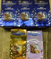 5 BAGS GHIRARDELLI Milk Chocolate Bunnies Caramel, Cookie
