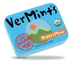 VerMints Organic Breath Mints PepperMint Candy 1.4 Ounce (Pack of 6)