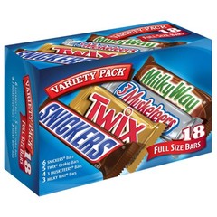 18 full-size assorted chocolate bars (33.31 oz bulk pack).