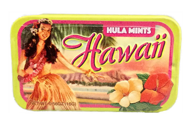 Hawaii Mints Vintage Hula Hawaiian Designs Tin Box 0.56oz Sugar Free