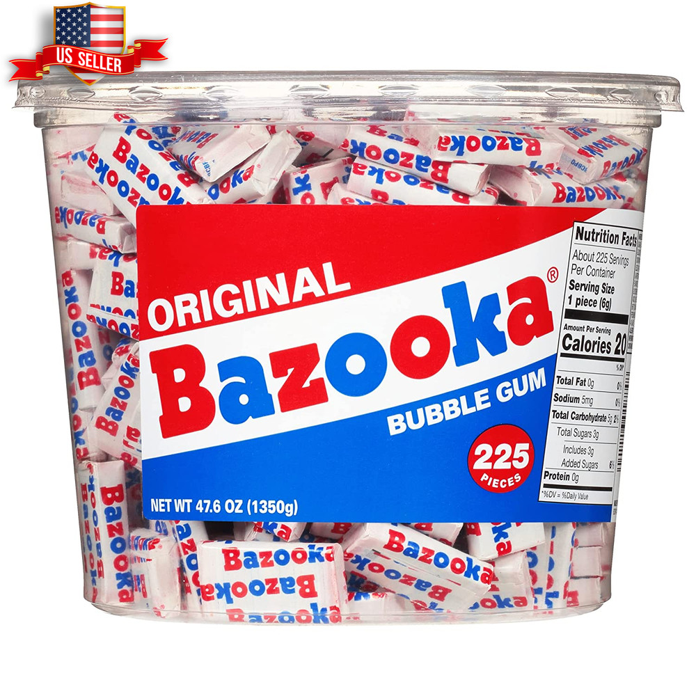 Bulk Pink Bubble Gum Tub – 225 Count of Individually Wrapped Original Flavor Gum