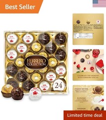 Collection Gourmet Gift Box, 24 Assorted Confections with Hazelnut, Dark Choc…