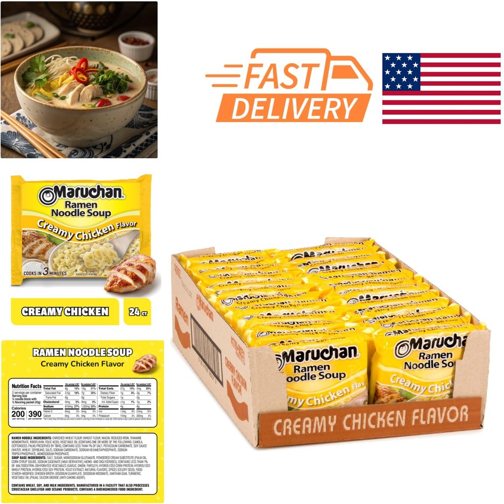 Instant Noodles Creamy Chicken Flavor 3 Ounce 24 Pack for Fast Satisfying Meals