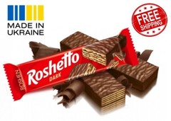 ROSHEN ROSHETTO DARK Crispy Wafer Bar Covered in Dark Chocolate Made in Ukraine