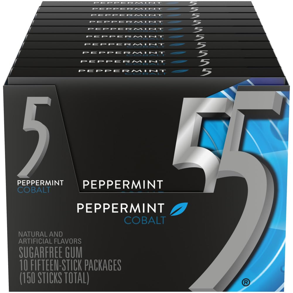 Wrigley 2051020 5 GUM Cobalt Peppermint Sugarfree Chewing Gum 15 Pieces