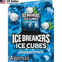ICE BREAKERS Ice Cubes Peppermint Sugar Free 40 Count (Pack of 4), Turquoise