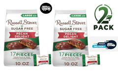 Russell Stover Sugar free Milk chocolate Pecan Delight Stand Up Bag 10 OZ 2Pack