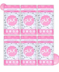 PUR Xylitol Chewing Gum BUBBLEGUM (55 Pieces, 6 Pack) Sugarless Vegan Pure