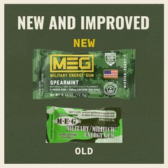 MEG – Military Energy Gum | 100mg of Caffeine 1 Count (Pack 4), Spearmint