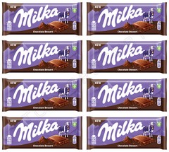 MILKA CHOCOLATE DESSERT Chocolate Bars European Candy Sweets 8x 100g 3.5oz