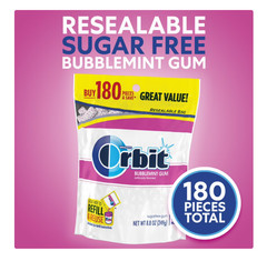2 pack Orbit Bubblemint Sugar Free Chewing Gum, Value Pack – 180 Ct each bag