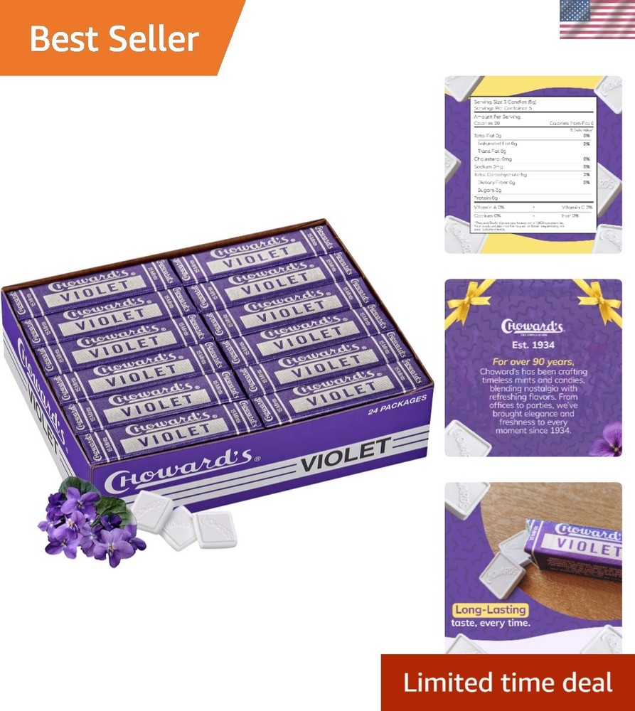 Nostalgic Violet Mints Candy – 24 Packs, Bold Flavor for Sharing and Gifting