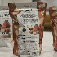 SCONZA CINNAMON APPLE YOGURT FLAVORED CREME, FREEZE-DRIED BITES 3 PACKS OF 18 OZ