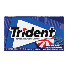 Full Box 12x Packs Trident Perfect Peppermint Sugar Free Gum | 14 Stick Per Pack