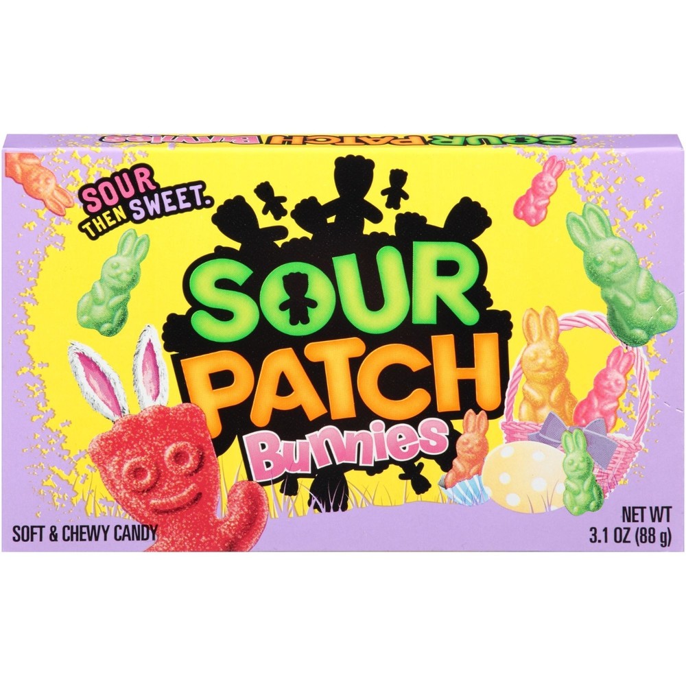 3.1 oz Box Sour Patch Kids Bunnies Soft & Chewy Easter Candy Sour +Sweet Gummies