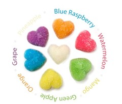 Heart-Shaped Assorted Fruit Gummy Candy Dusted with Sugar, Valentine’s Candy |