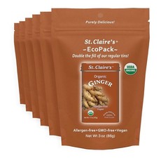 St. Claire’s Organic Ginger Pastilles – 6-Pack EcoPack, 6 oz Each