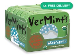 Vermints Organic Wintergreen Breath Mints Tin – Non-GMO, Vegan, Gluten-Free,